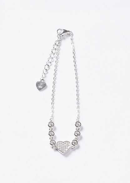 Pulsera forcé puntos luz y corazón zirconias Plata 925