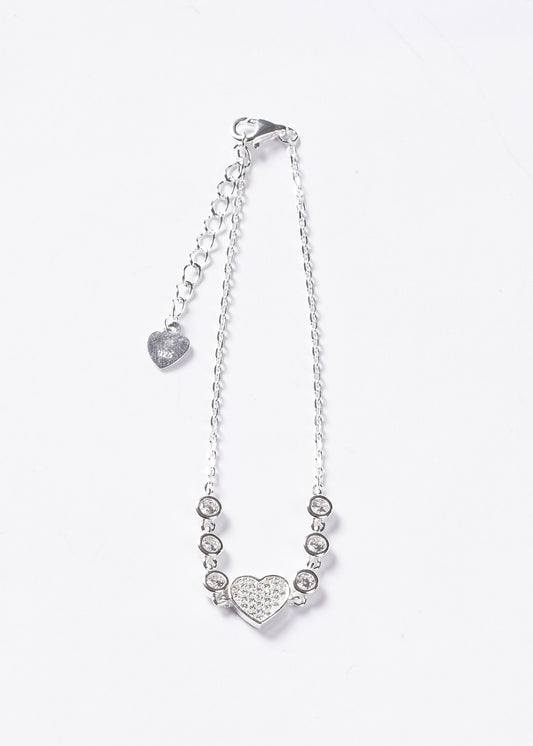 Pulsera forcé puntos luz y corazón zirconias Plata 925