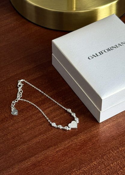 Pulsera forcé puntos luz y corazón zirconias Plata 925