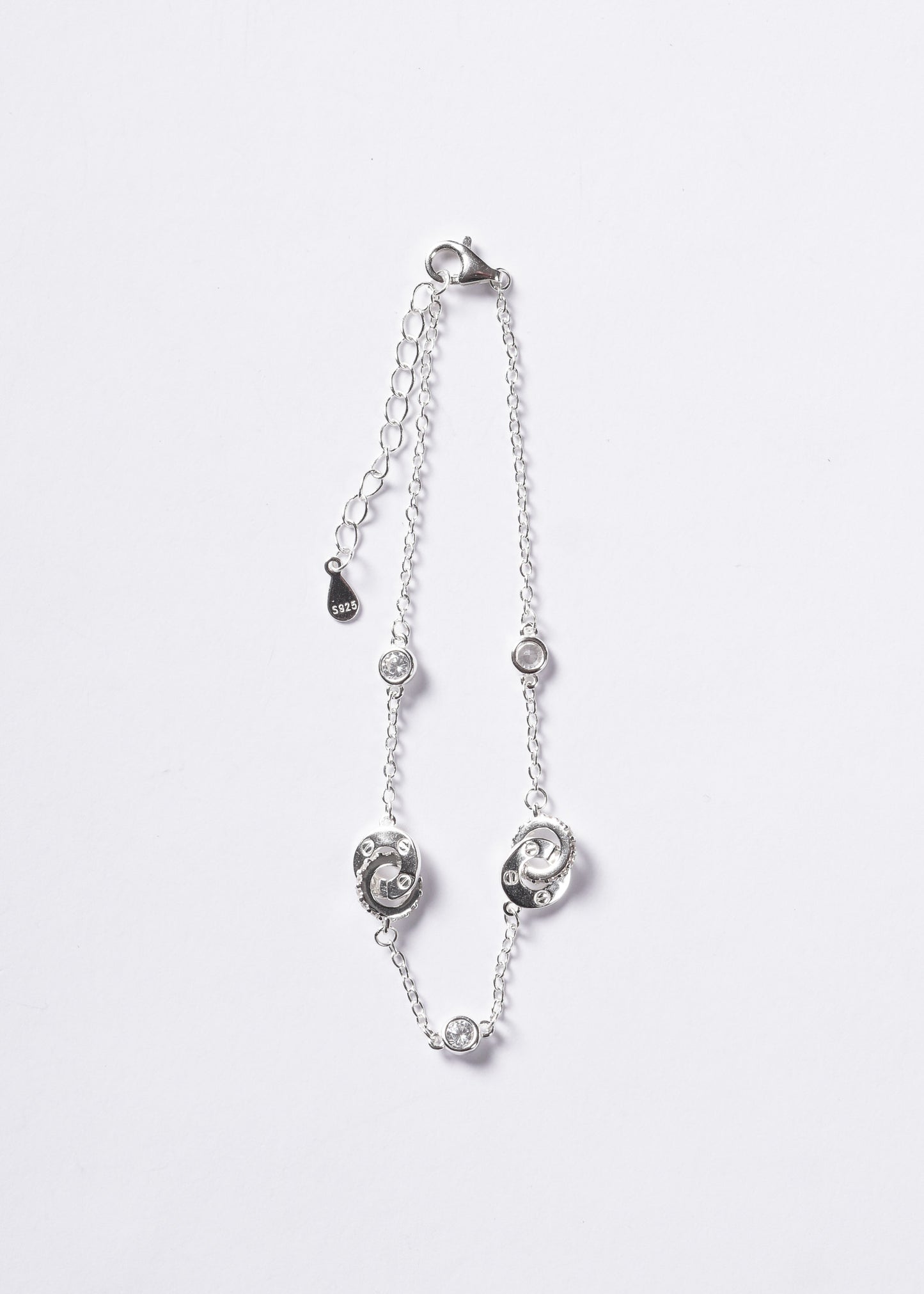 Pulsera forcé aros con zirconias Plata 925