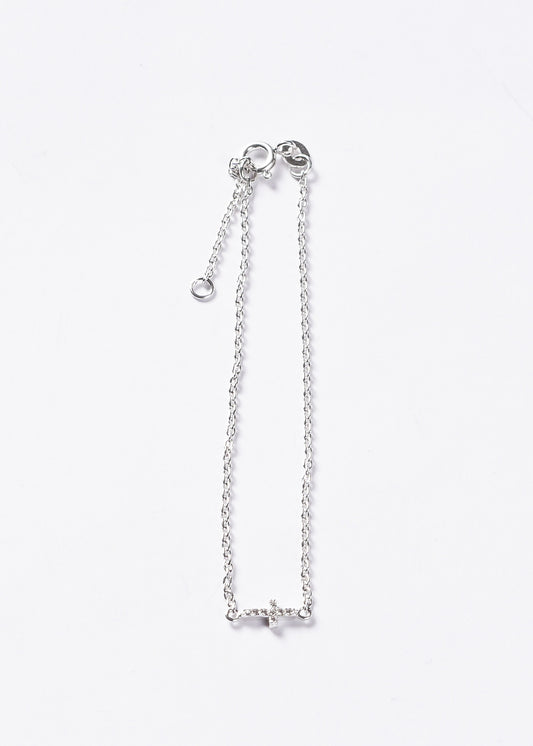 Pulsera forcet con dije cruz mini zirconias Plata 925