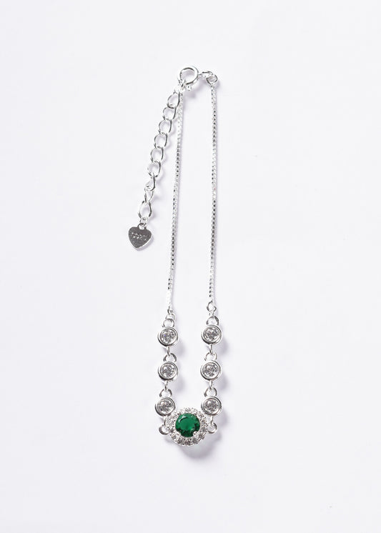 Pulsera veneciana Icon Royal Zirconia Verde redondeada Plata 925