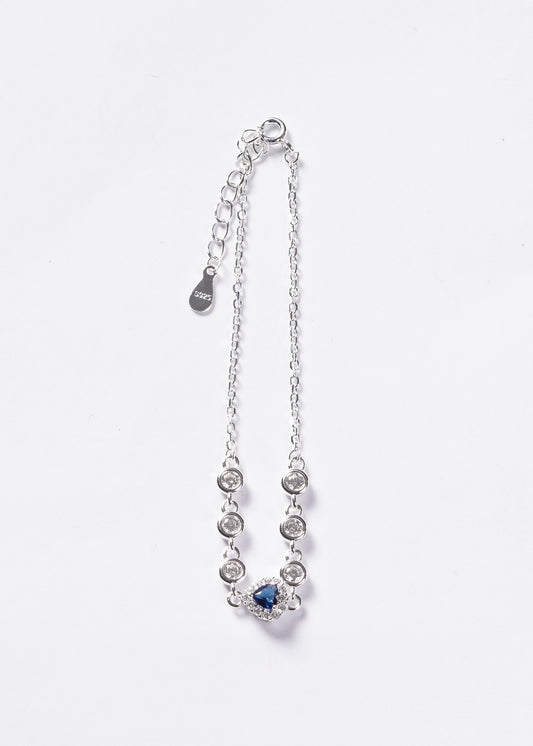 Pulsera promesa corazón mini Plata 925 & Zirconia azul
