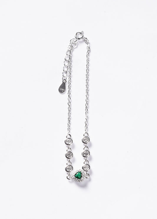 Pulsera promesa corazón mini Plata 925 & Zirconia verde