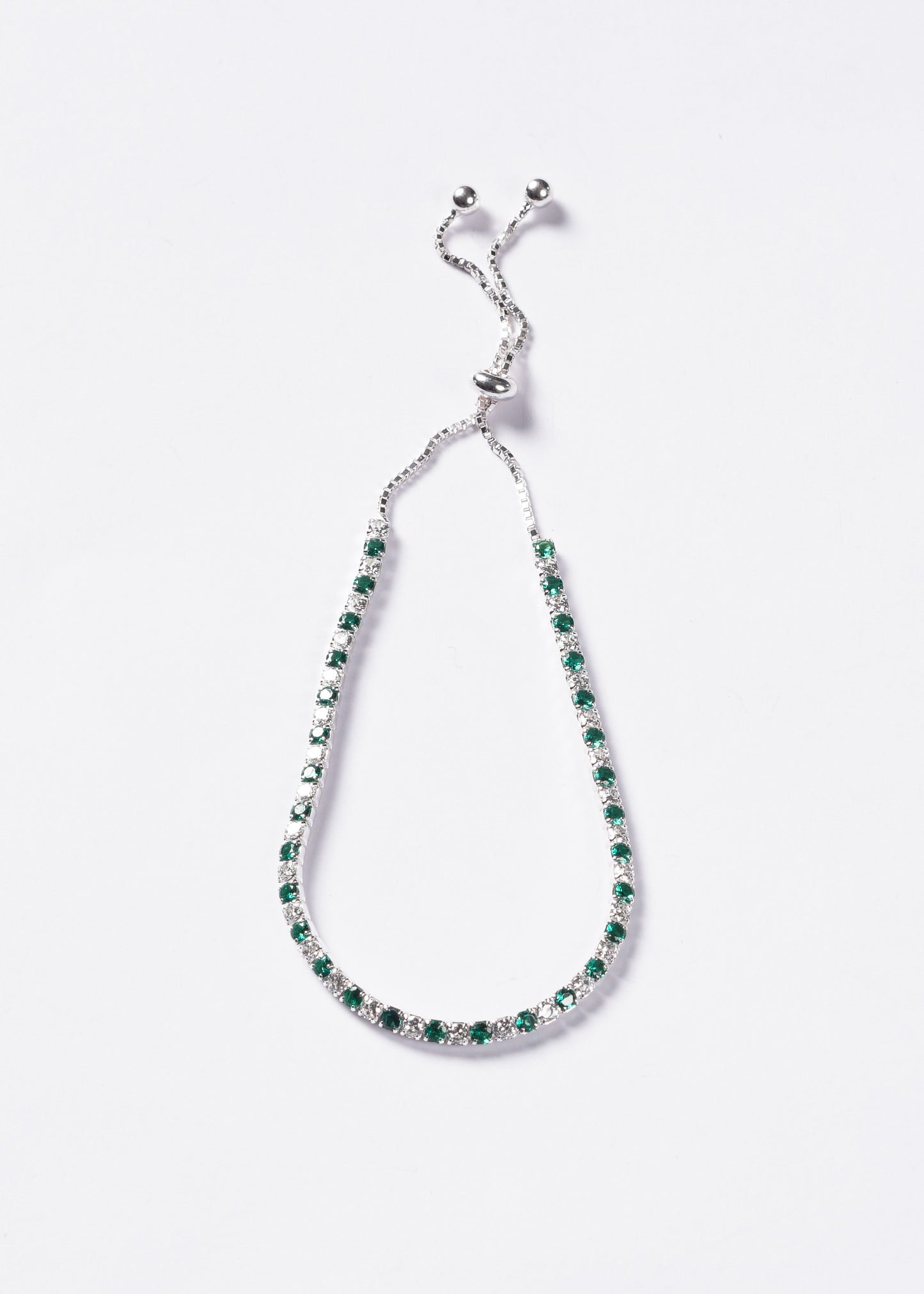 Pulsera Grand Tennis Slider zirconia verde esmeralda Plata 925