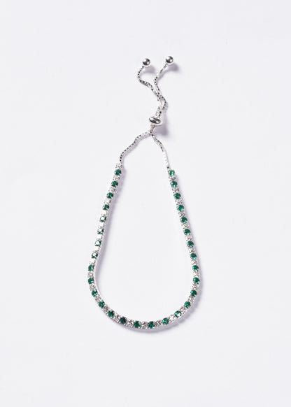 Pulsera Grand Tennis Slider zirconia verde esmeralda Plata 925
