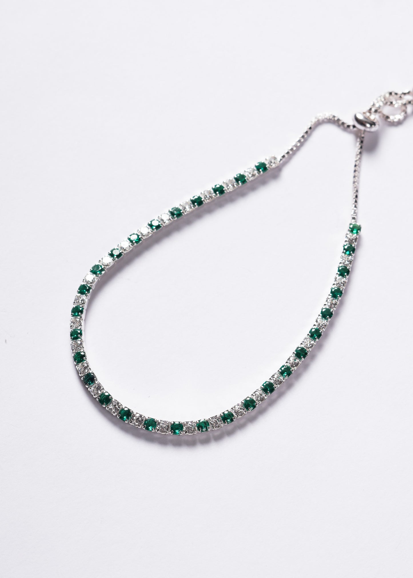 Pulsera Grand Tennis Slider zirconia verde esmeralda Plata 925