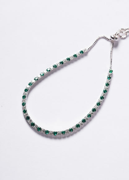Pulsera Grand Tennis Slider zirconia verde esmeralda Plata 925