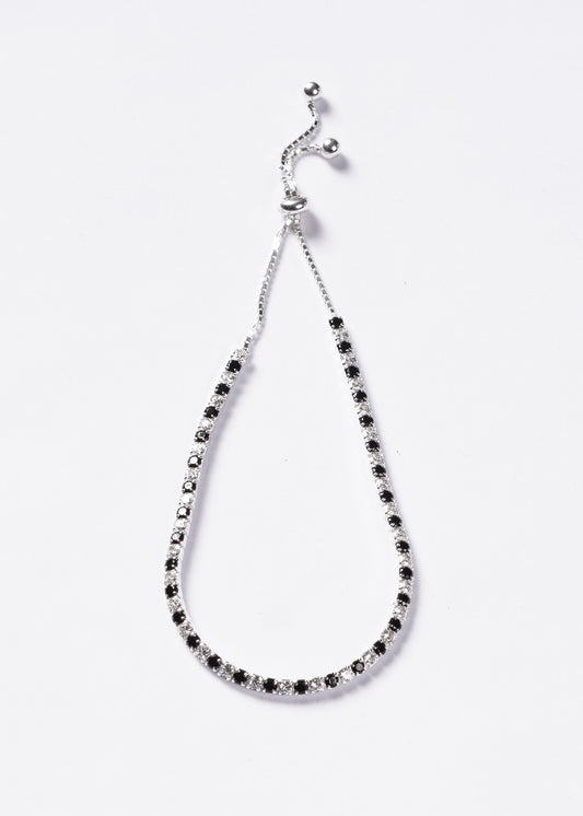 Pulsera Grand Tennis Slider zirconia negra Plata 925
