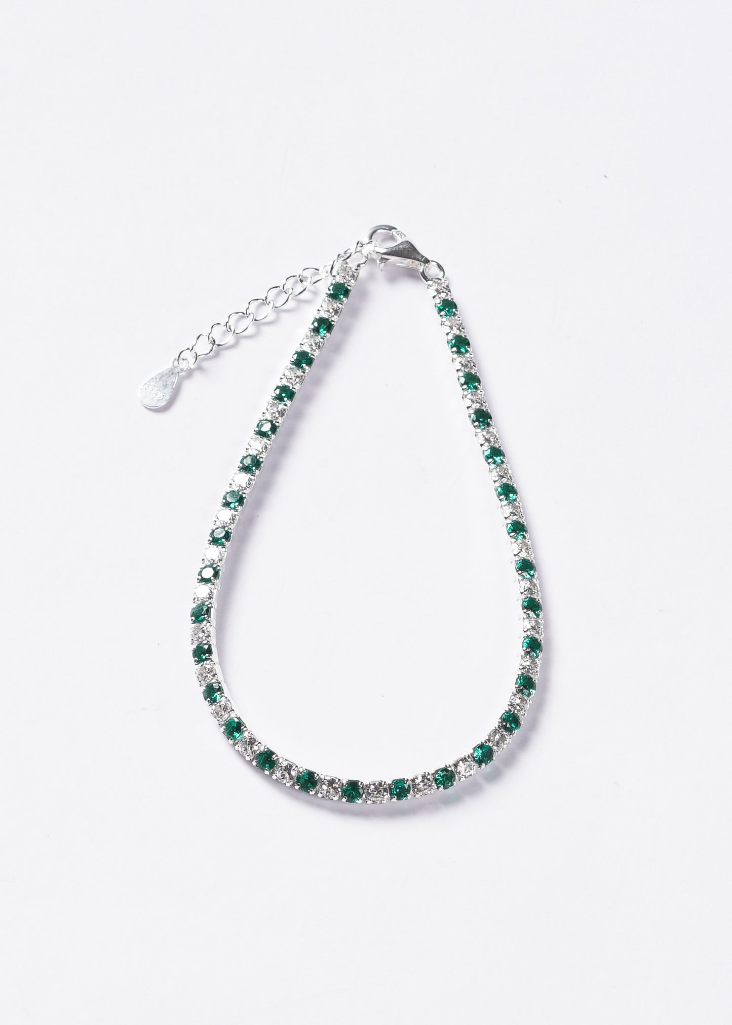 Pulsera Grand Tennis Clásica zirconia verde Plata 925