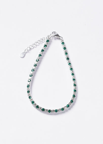 Pulsera Grand Tennis Clásica zirconia verde Plata 925
