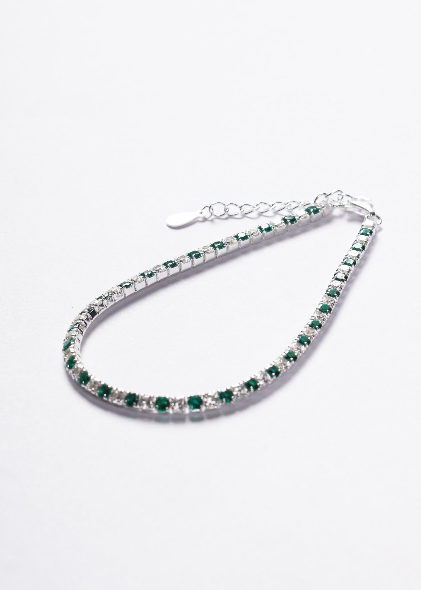 Pulsera Grand Tennis Clásica zirconia verde Plata 925