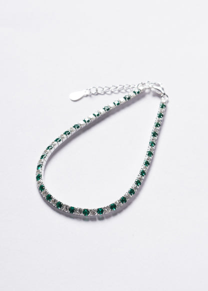 Pulsera Grand Tennis Clásica zirconia verde Plata 925