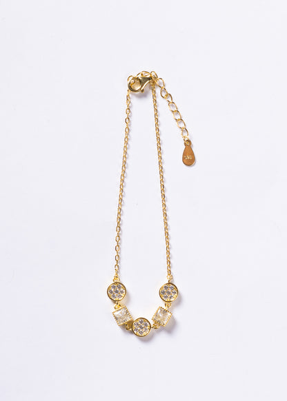 Pulsera forcé 5 dijes forma zirconias Plata 925 & Baño en oro 18k