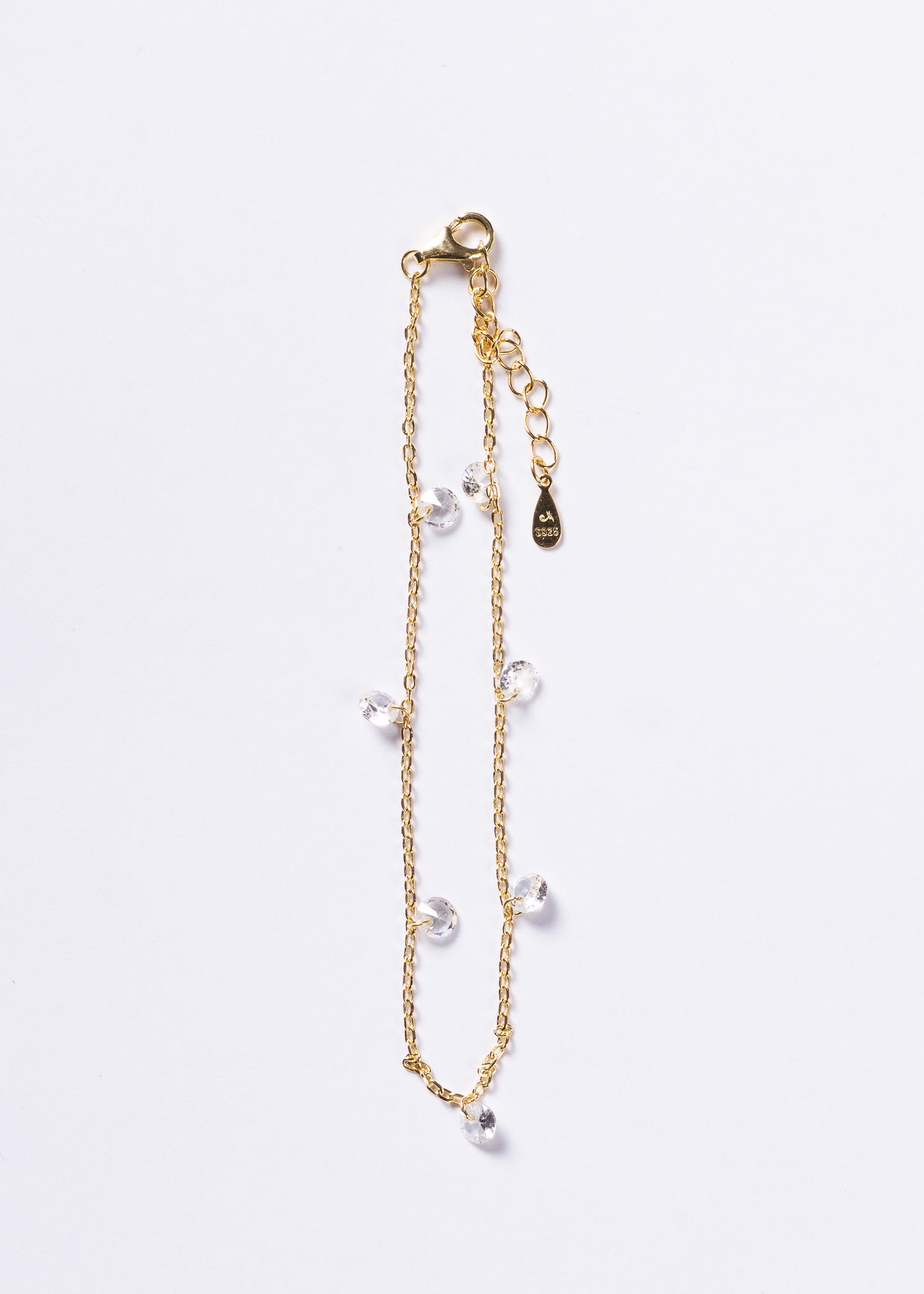 Pulsera forcé puntos luz zirconias Plata 925 & Baño en oro 18k