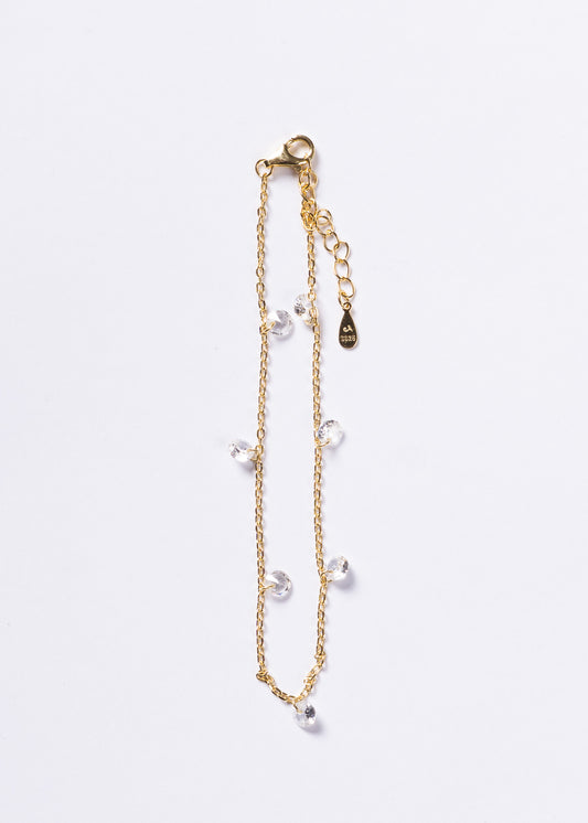 Pulsera forcé puntos luz zirconias Plata 925 & Baño en oro 18k