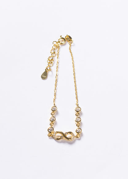 Pulsera infinito mitad zirconias y puntos luz Plata 925 & Baño en oro 18k