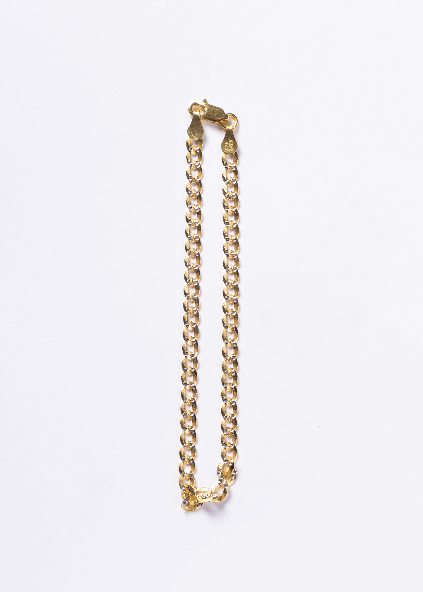 Pulsera cubana diamantada Plata 925 & Baño en oro 18k - Hombre