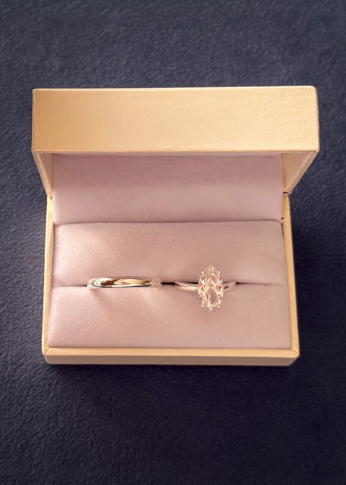 Set Anillo Gran Marquesa + alianza bombé 3mm Plata 925 & Zirconias - Parejas