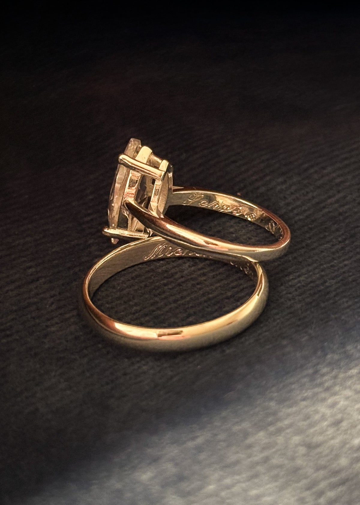 Set Anillo Gran Marquesa + alianza bombé 3mm Plata 925 & Zirconias - Parejas