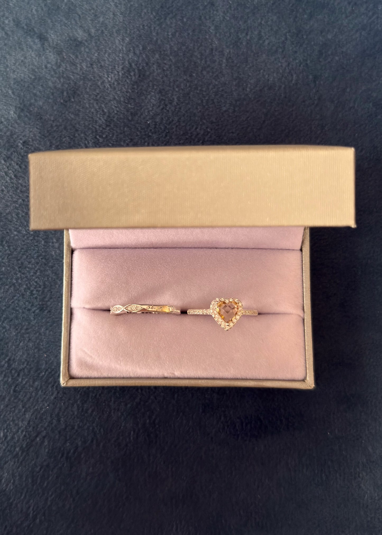 Set Anillo promesa corazón amarillo + anillo entrelazado sin fin Plata 925 & Zirconias