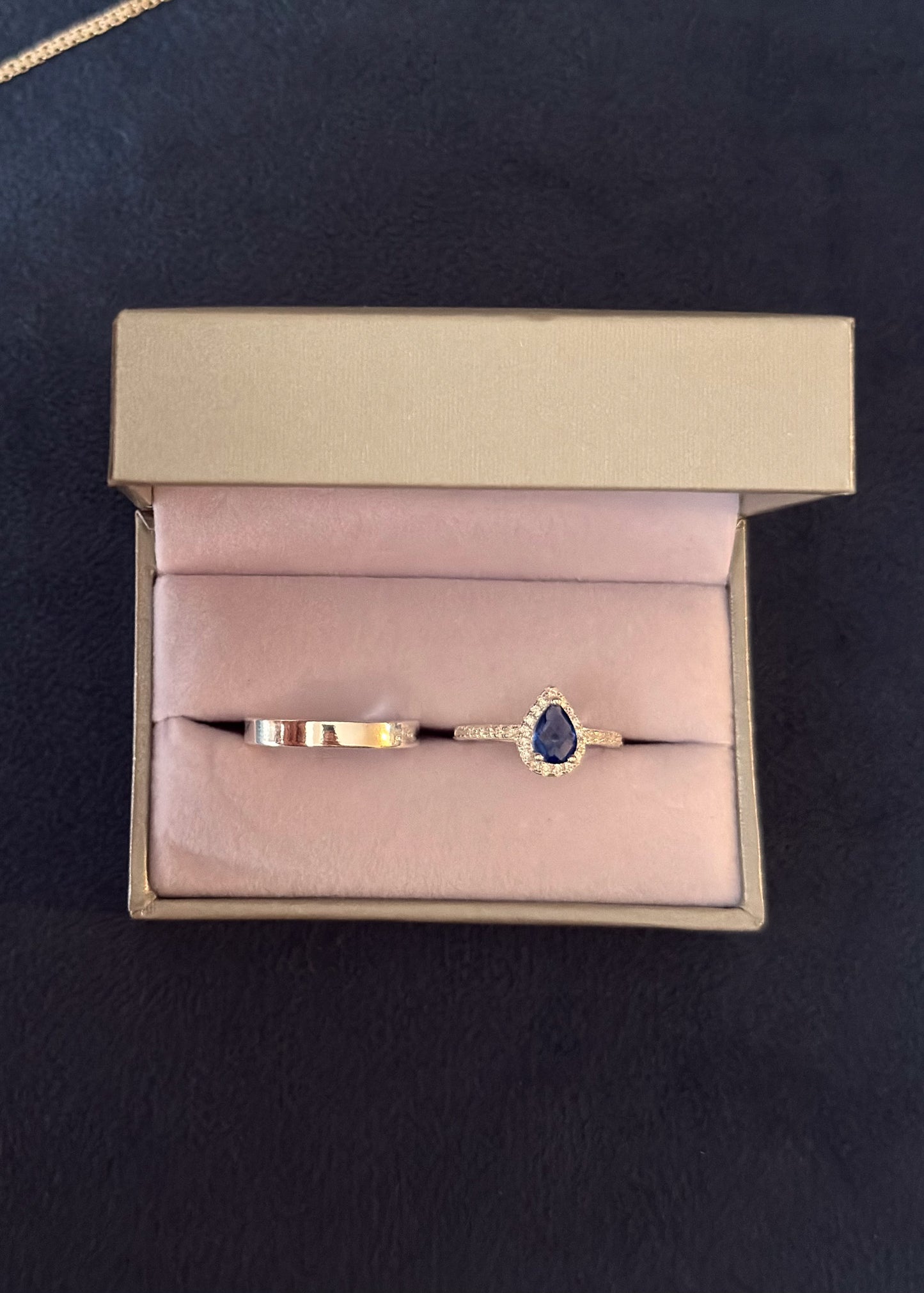 Set alianza cinta + anillo gota azul Plata 925 & Zirconias - Parejas