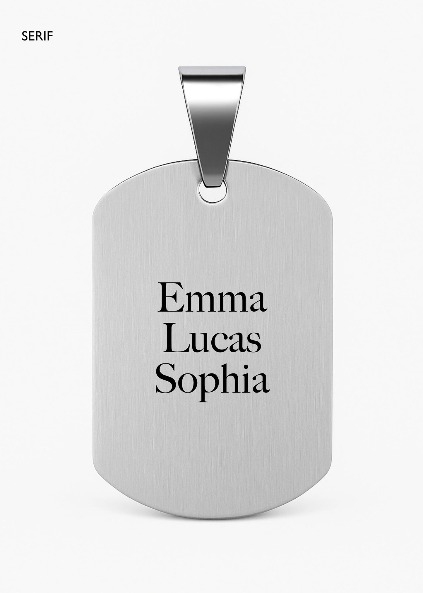 Dije placa lisa grande 3.6 x 2.3cm acero quirúrgico + Grabado