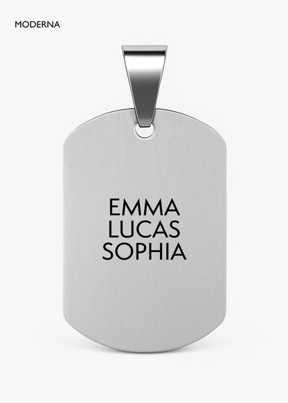 Dije placa lisa grande 3.6 x 2.3cm acero quirúrgico + Grabado