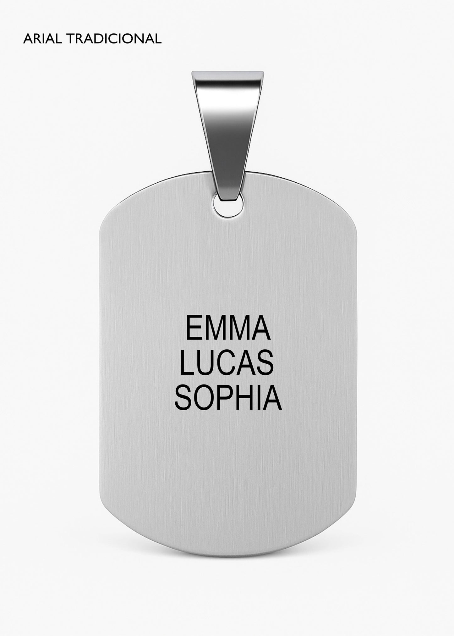 Dije placa lisa grande 3.6 x 2.3cm acero quirúrgico + Grabado