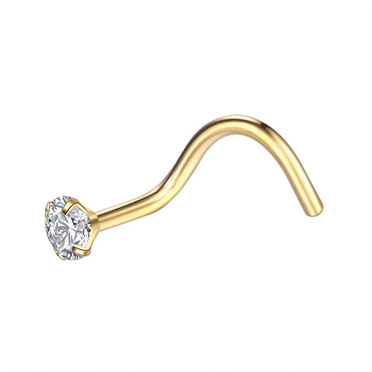 Piercing nostril titanio & zirconia premium - Dorado