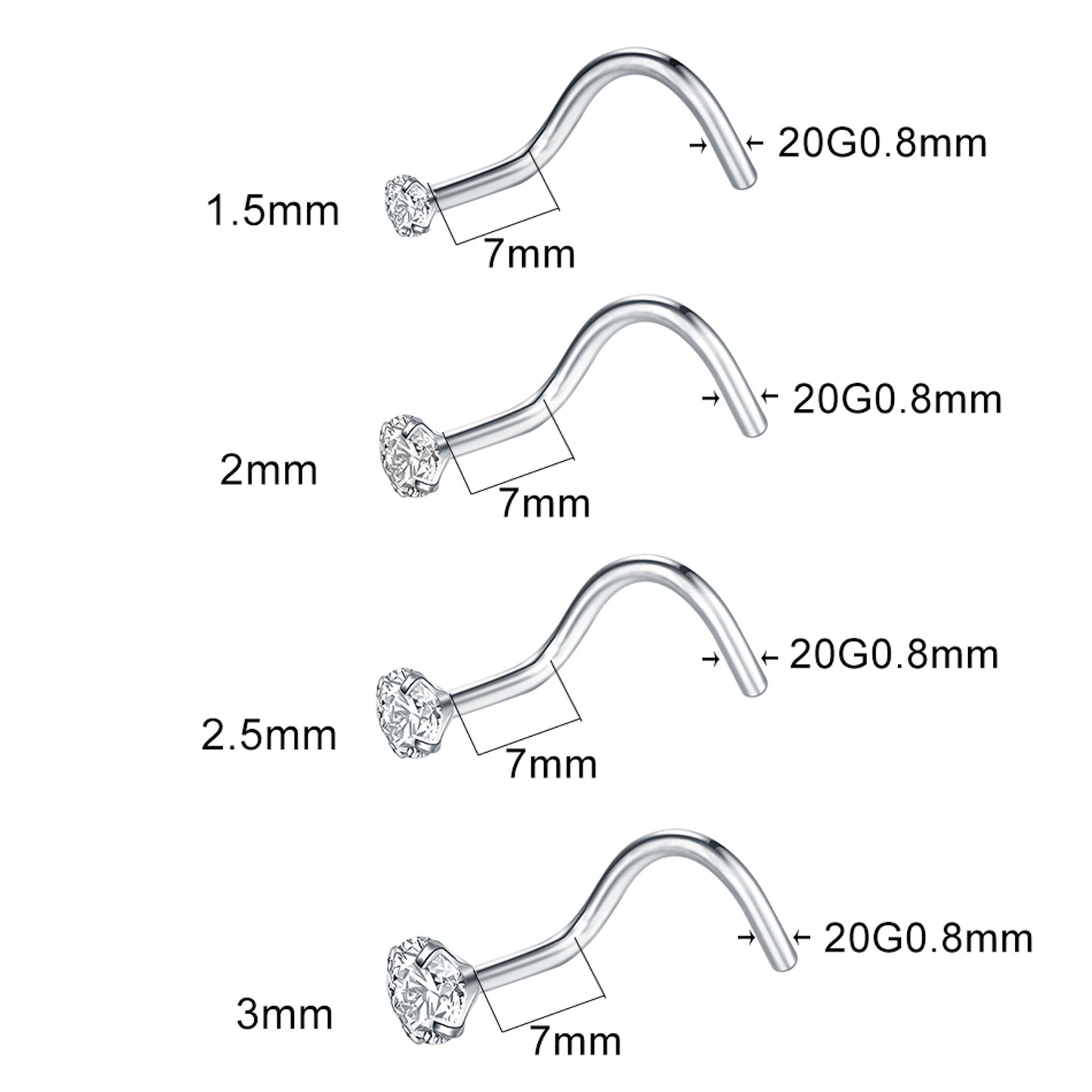 Piercing nostril titanio & zirconia premium - Dorado