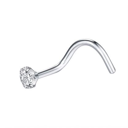 Piercing nostril titanio & zirconia premium - Plateado