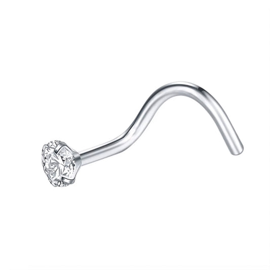 Piercing nostril titanio & zirconia premium - Plateado