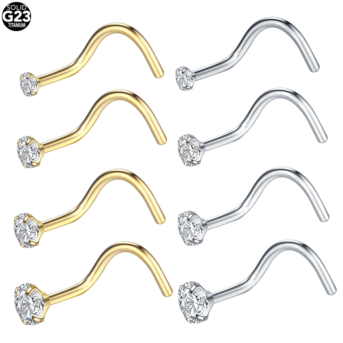 Piercing nostril titanio & zirconia premium - Dorado