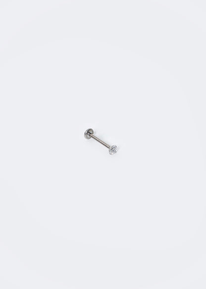 Piercing labret con brillo titanio & zirconia - Plateado