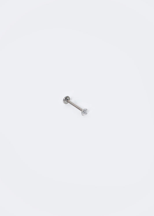 Piercing labret con brillo titanio & zirconia - Plateado