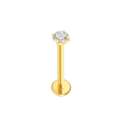 Piercing labret con brillo titanio & zirconia - Dorado