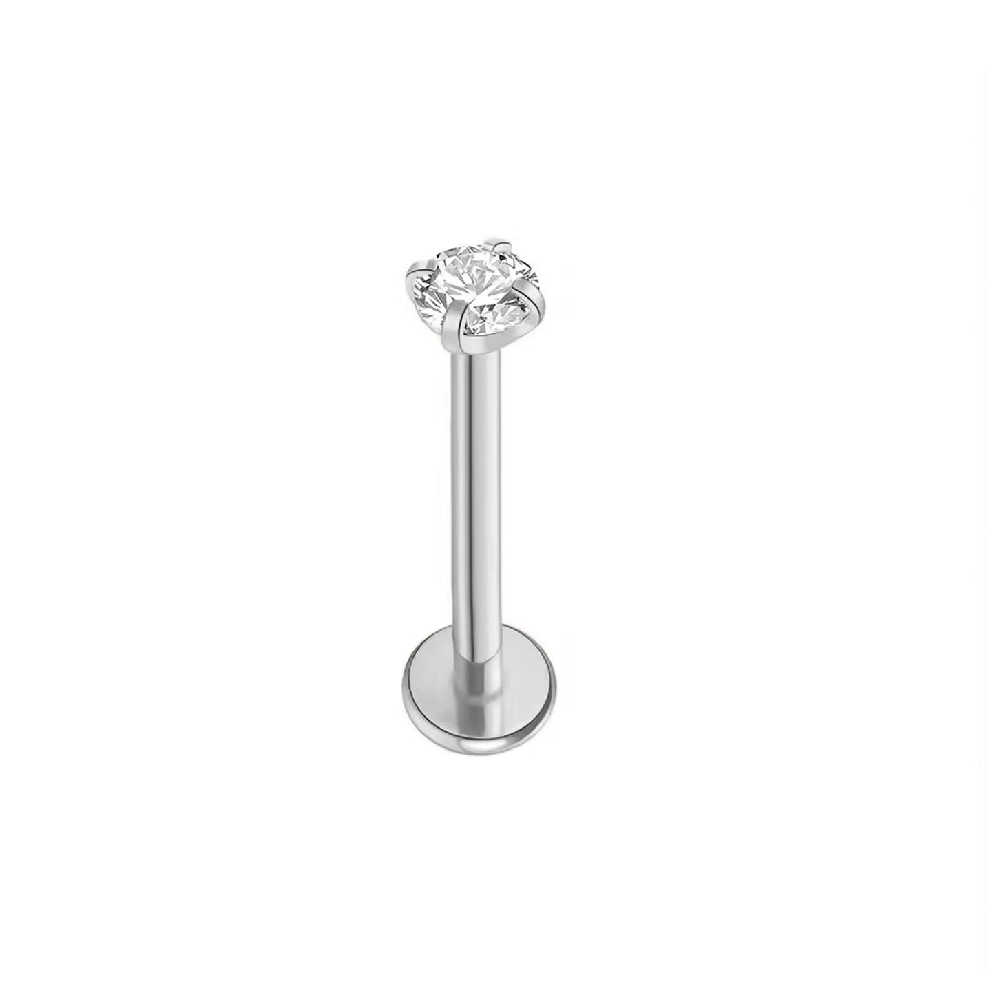 Piercing labret con brillo titanio & zirconia - Plateado
