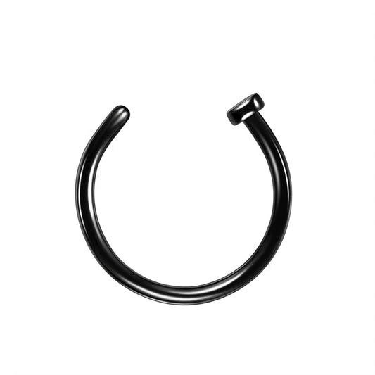 Piercing aro básico para nariz Titanio Negro - 8/9/10/12mm