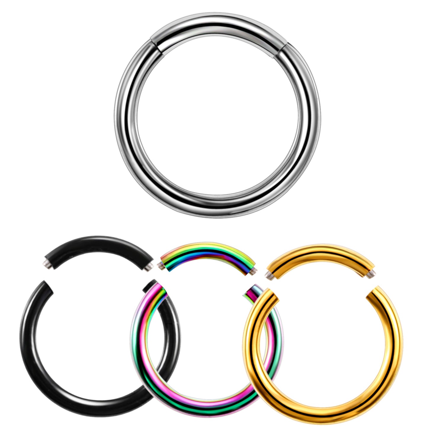 Piercing aro segmentado Titanio G23 - Plateado/Dorado/Negro