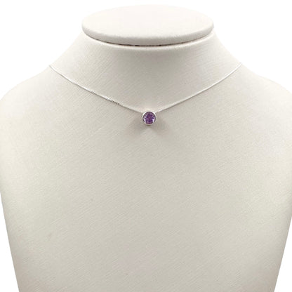 Collar Cadena Dije Punto Luz Amatista Plata 925