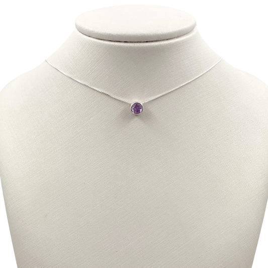 Collar Cadena Dije Punto Luz Amatista Plata 925