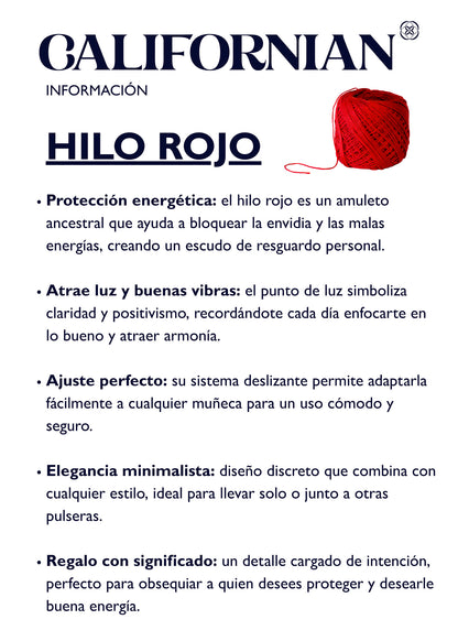 Pulsera hilo rojo con punto luz - Anti envidia ajustable