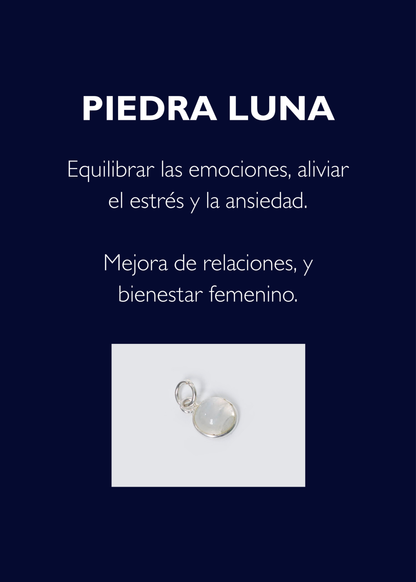 Cadena collar dije gota piedra luna mini plata 925