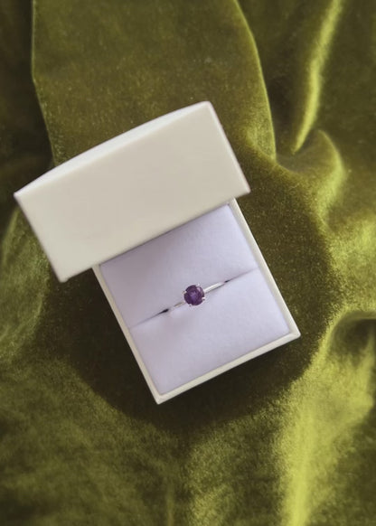 Anillo punto luz piedra amatista plata 925 - Cambios