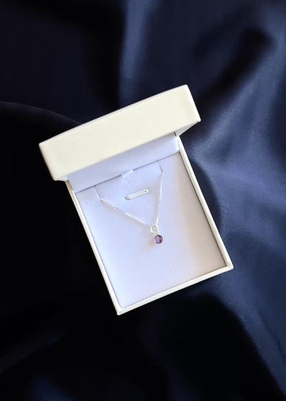 Cadena collar dije punto luz amatista plata 925 - Protección