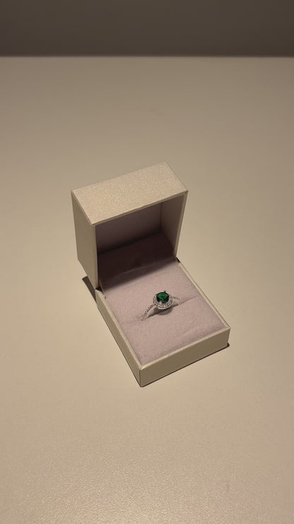 Anillo Lady Di zirconia verde plata 925