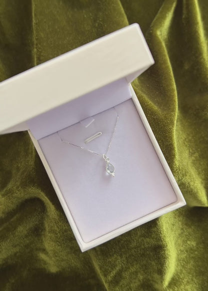 Cadena collar con dije topacio azul gota esferas plata 925