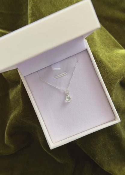 Cadena collar con dije punto luz topacio azul plata 925 - Claridad, prosperidad