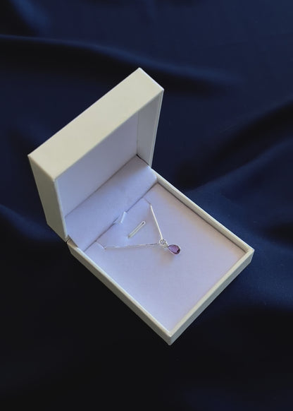 Cadena collar con dije gota amatista mini plata 925 - Calma
